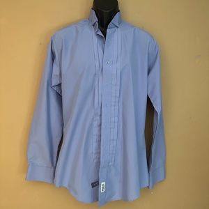 Wing Collar Tux Shirt Small 14 neck Light Blue Made by Gingiss Formalwear